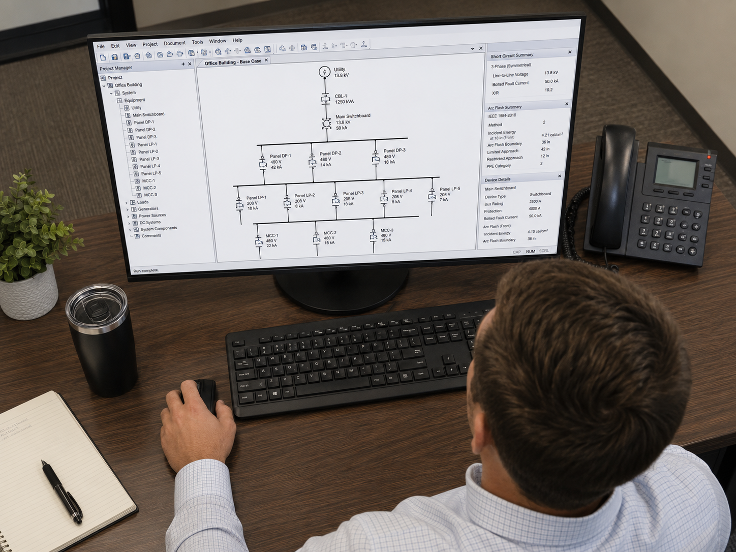Electrical professional reviewing panel